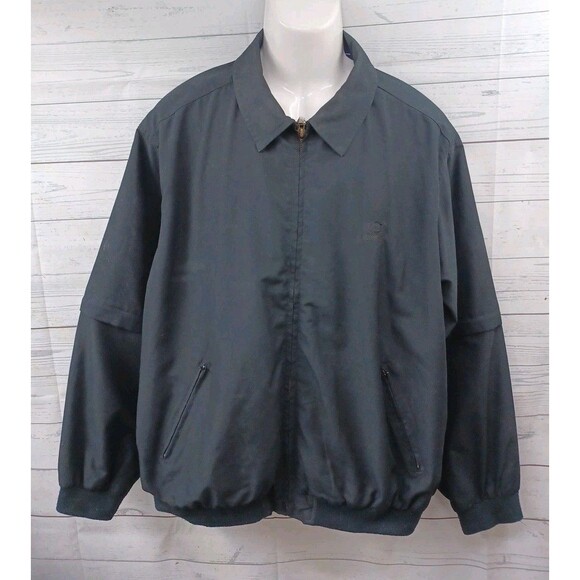 Oxford Golf Jacket Men Black Golf Windbreaker Convertible Removable Sleeve XL - Picture 2 of 9